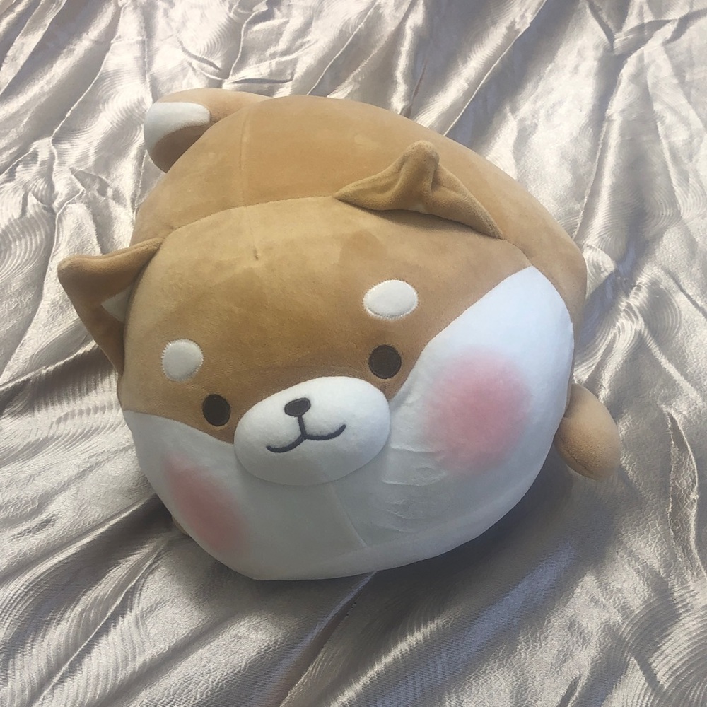 Round Plush Shiba Inu Plushie - Tan and White